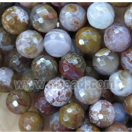 Nueva Agate beads, faceted round, Grade AA