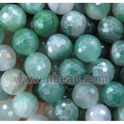 African Green Chalcedony beads, faceted round
