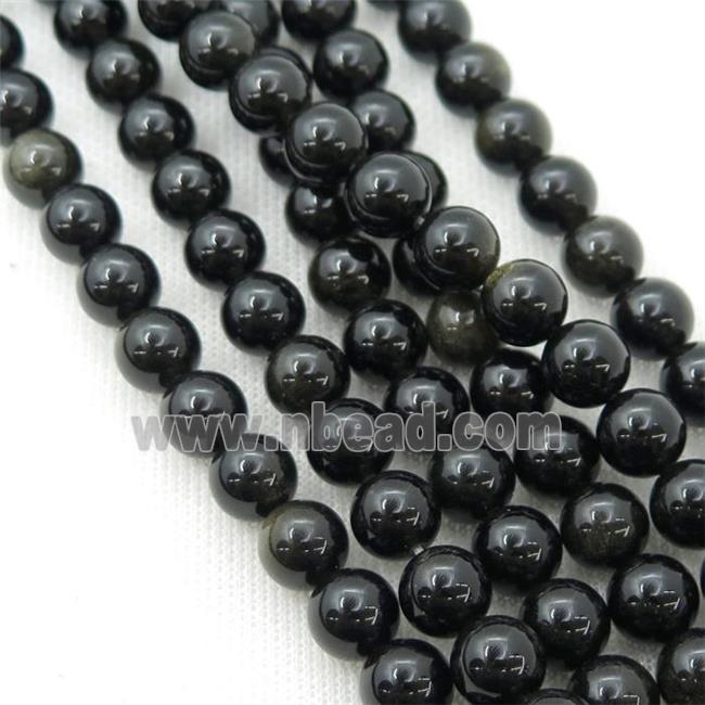 Natural Obsidian Beads Goldspot Smooth Round
