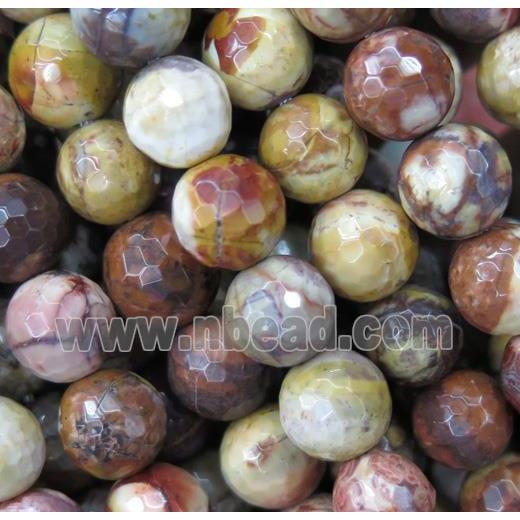 red Rhyolite beads, faceted round