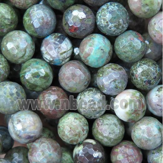 green Cuprite beads, faceted round
