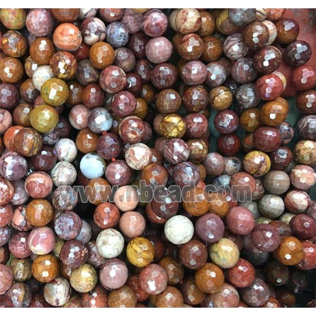 red porcelain Jasper beads, faceted round