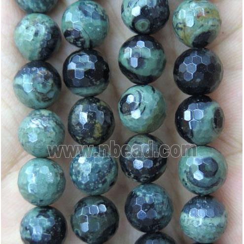 green Kambaba Jasper beads, faceted round