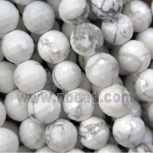 white Howlite turquoise bead, faceted round