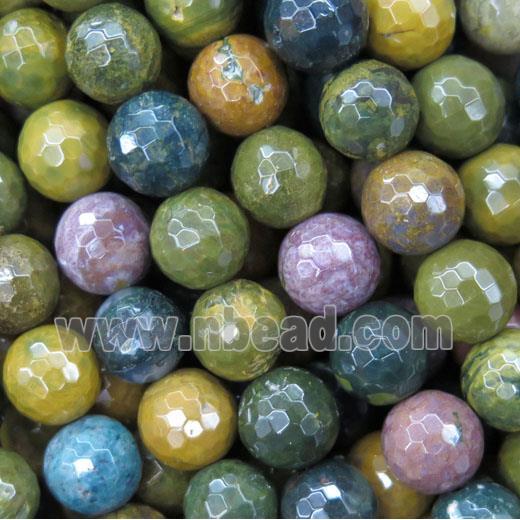 Ocean Jasper Beads, faceted round, multi-color