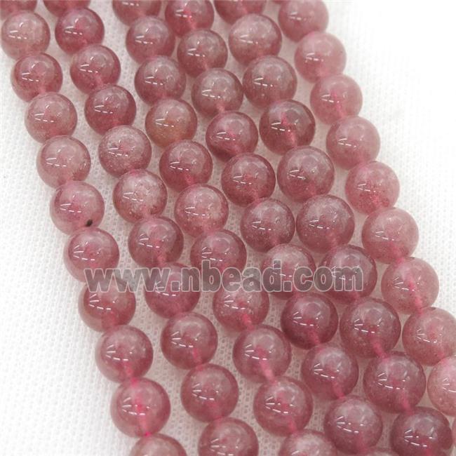 round Strawberry Quartz beads, pink