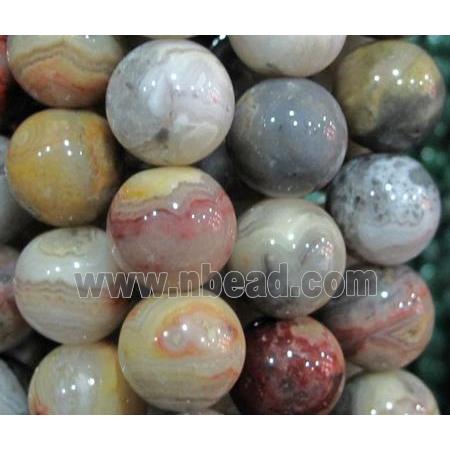Crazy lace agate beads, round