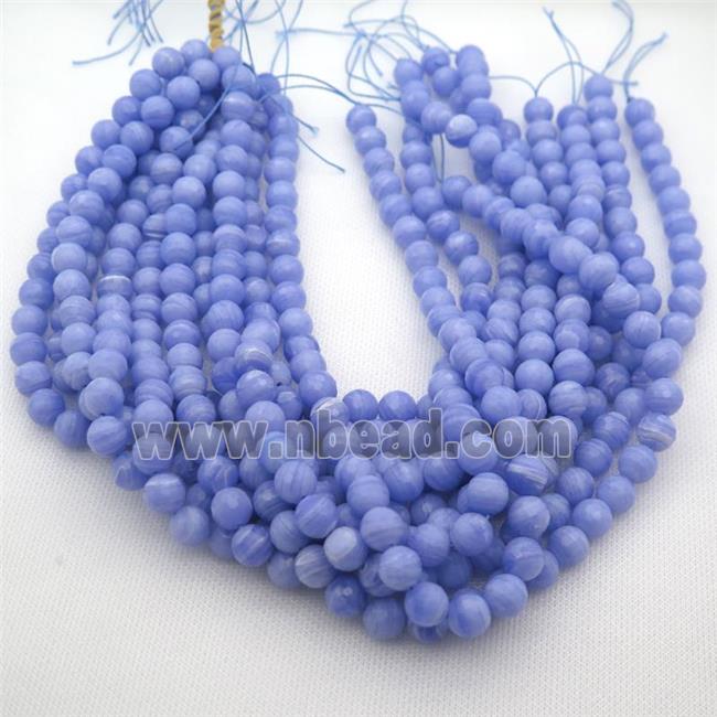 Synthetic Blue Lace Agate Beads, faceted round