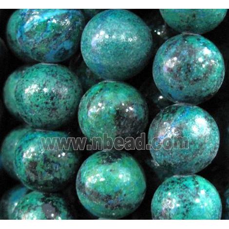 round Azurite Beads, green dye