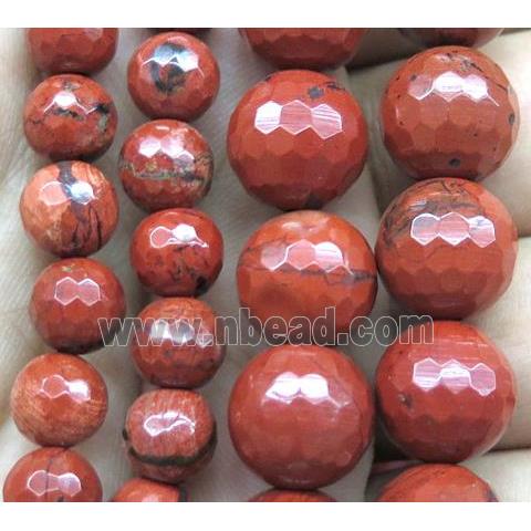Red Jasper beads, faceted round