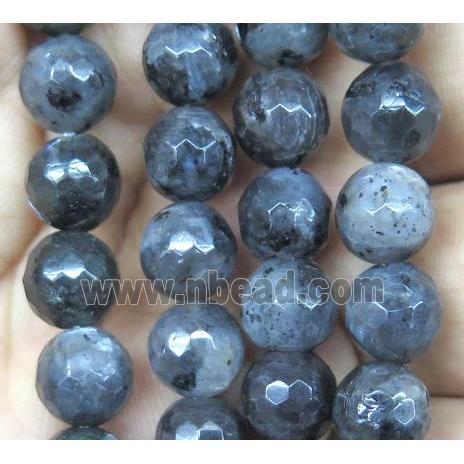 Black Labradorite Beads Faceted Round Larvikite