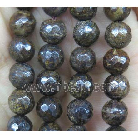 bronzite beads, faceted round