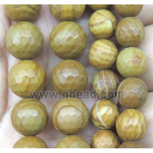 yellow Wooden Lace Jasper beads, faceted round