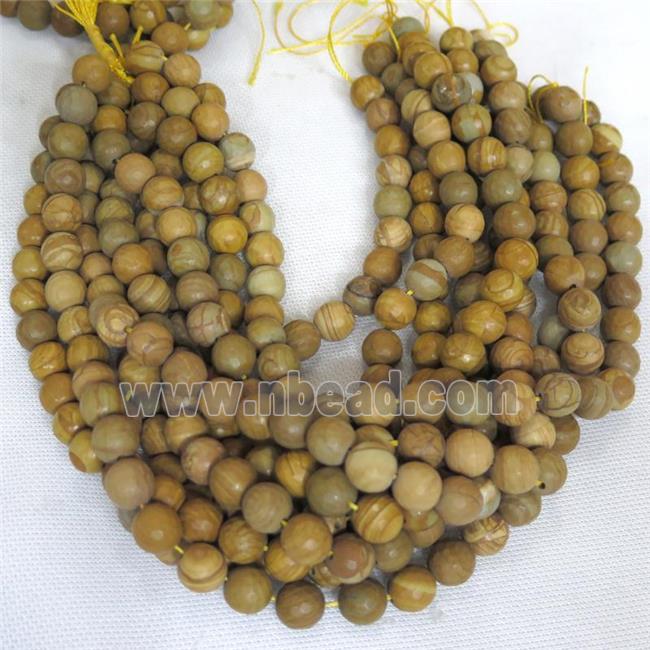 yellow Wooden Lace Jasper beads, faceted round