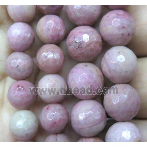 pink Wood Lace Jasper Beads, faceted round