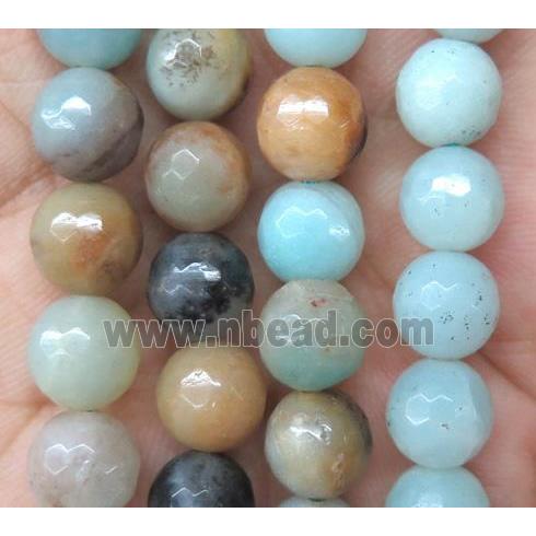 faceted round Amazonite Beads