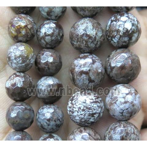 red snowflake jasper beads, faceted round
