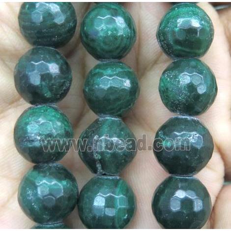 faceted round malachite bead, green dyed