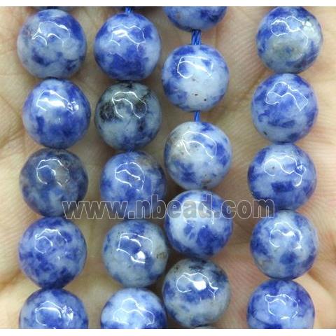 blue spotted jasper beads, faceted round