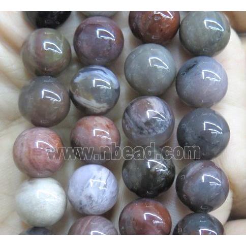 round wooden petrified jasper beads
