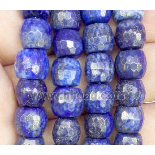 lapis lazuli bead, faceted barrel