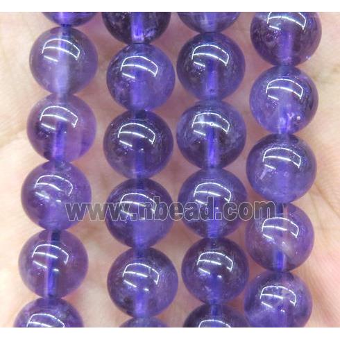 round amethyst bead, purple, A Grade