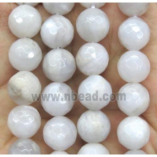 white Chinese Crazy Lace Agate beads, faceted round