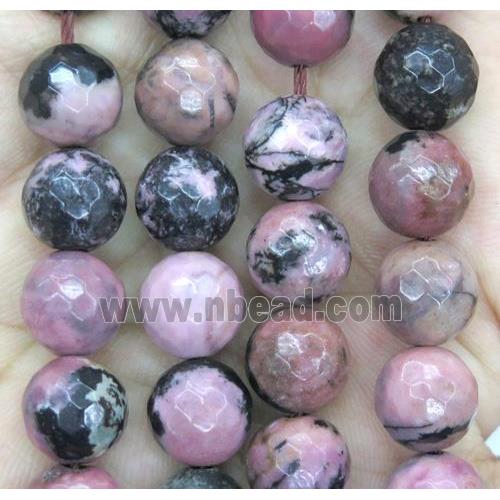 Chinese Rhodonite Beads Faceted Round Pink