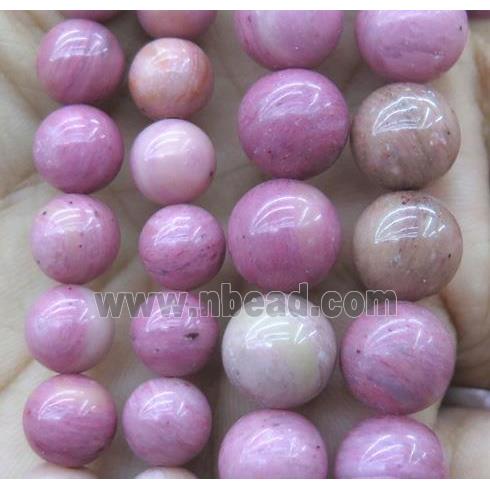 Pink Wood Lace Jasper Beads Smooth Round
