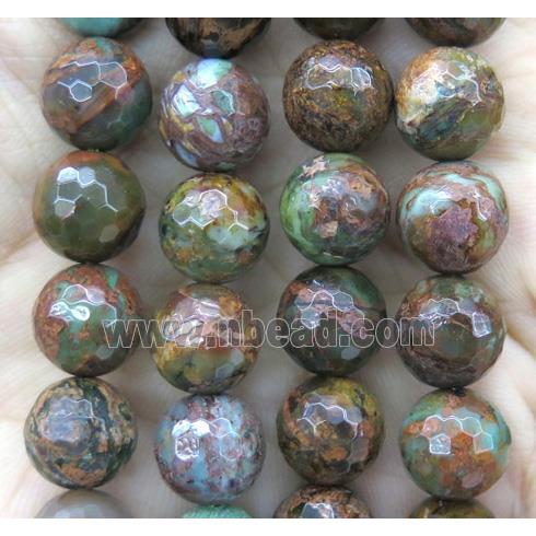 green coffee Turquoise beads, faceted round