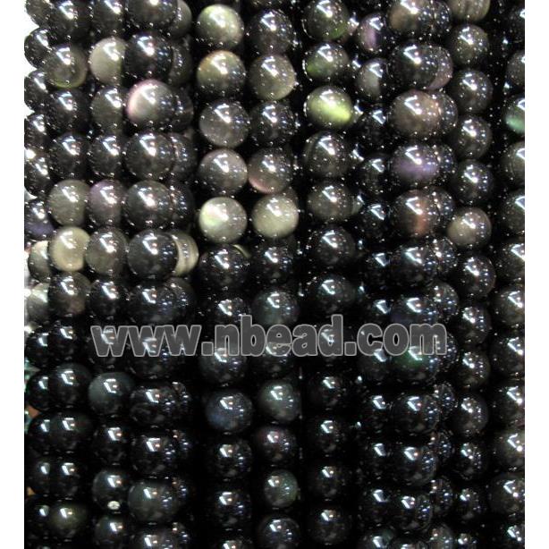 round black obsidian beads