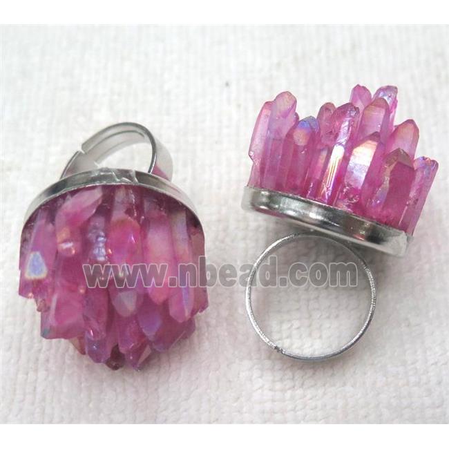 cluster quartz ring, pink