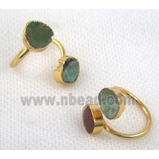 turquoise ring, copper, gold plated