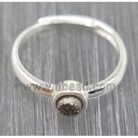 silver druzy quartz copper ring