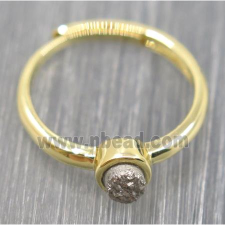 silver druzy quartz copper ring