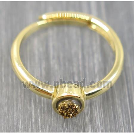 gold druzy quartz copper ring
