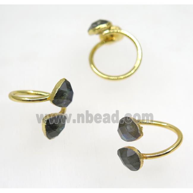 Labradorite ring, mix shape, gold plated