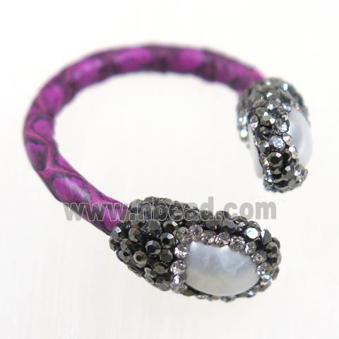 freshwater Pearl Ring paved rhinestone, purple