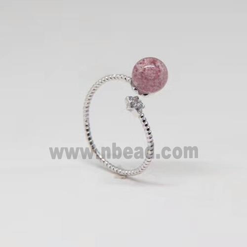 Sterling Silver Ring with Strawberry Quartz
