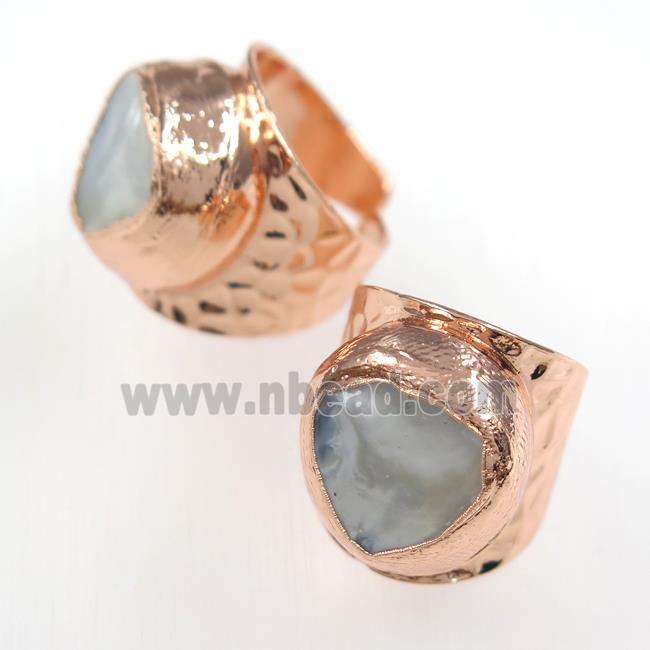 pearl shell ring, copper, rose gold