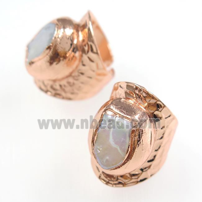 pearl rings, copper, rose gold