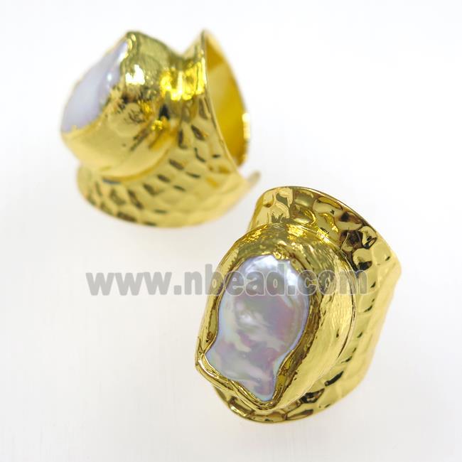 Pearl Ring, copper, gold plated