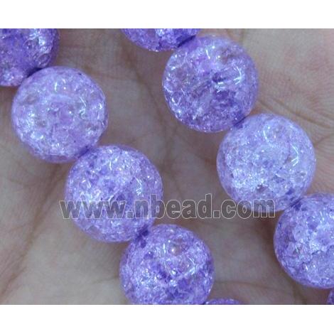 round purple Crackle Crystal beads
