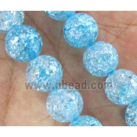 round blue Crackle Crystal beads