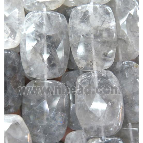 natural cloudy quartz beads, faceted rectangle