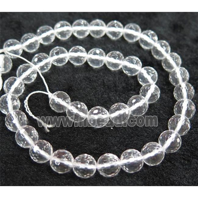 natural clear quartz beads, faceted round, Grade-A