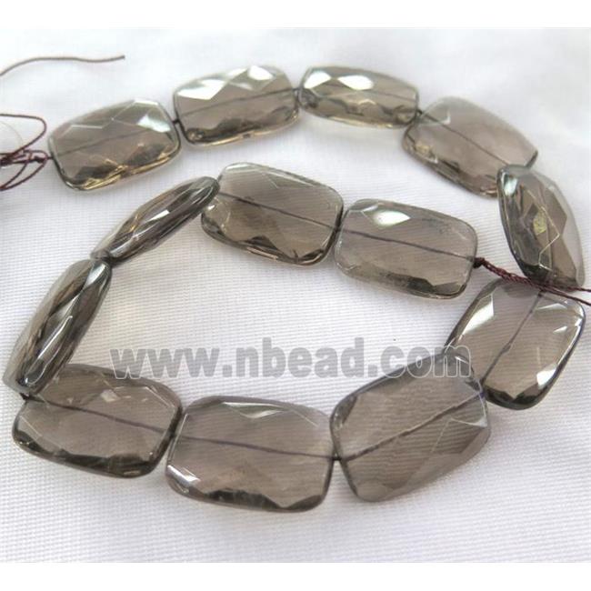 smoky quartz bead, faceted rectangle