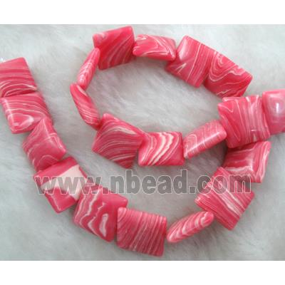 red stripe Gemstone bead, square