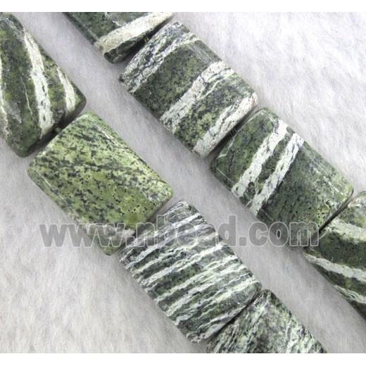 Rectangle Green Silver Stripe, gemstones
