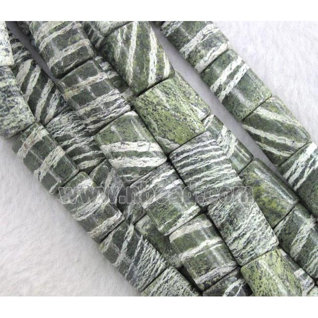 Rectangle Green Silver Stripe, gemstones